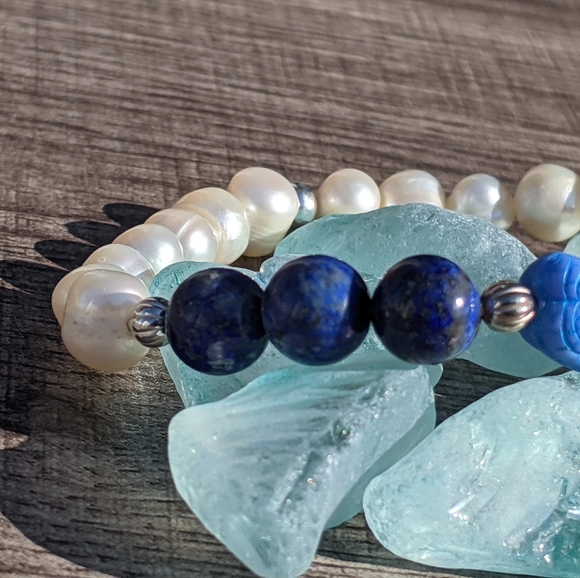 Handcrafted Mermaid Bracelet with Lapis Lazuli - Picture 3 of 7